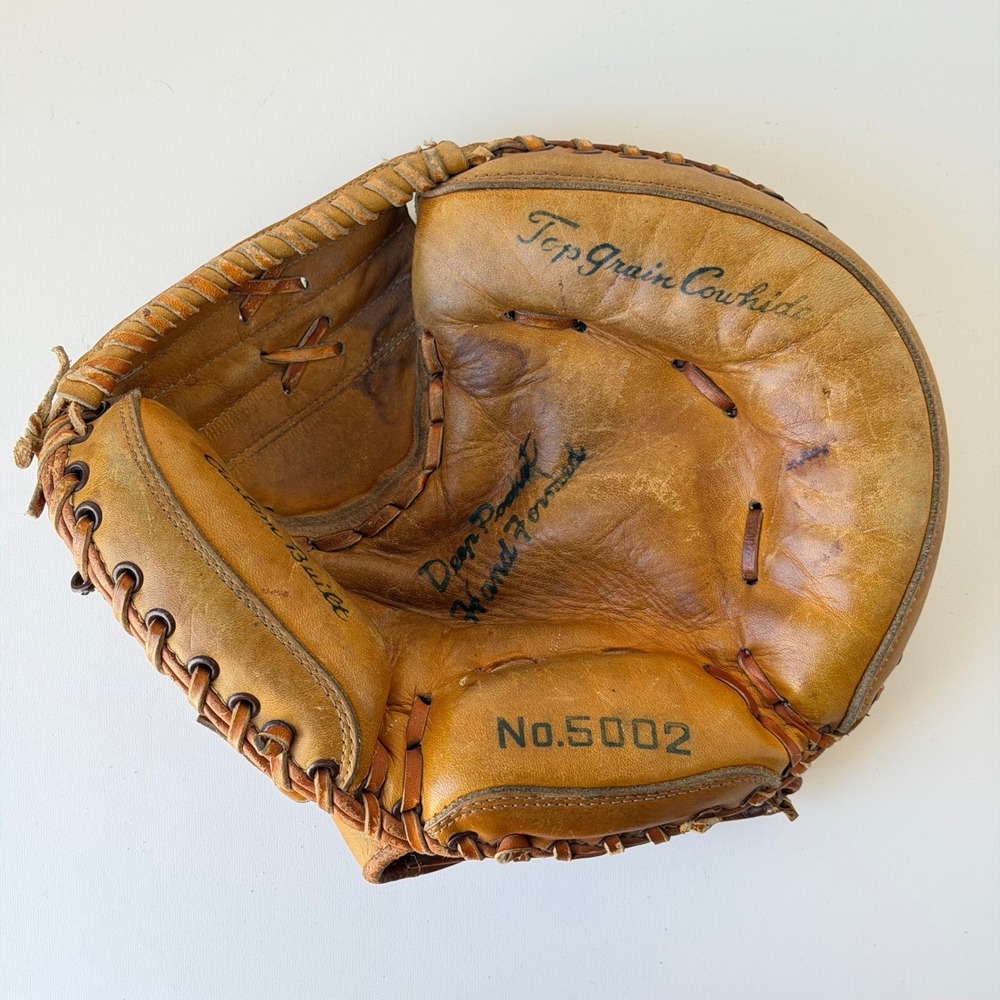 Vintage 70s Wilson Baseball Catchers Mitt Top Grain Cowhide No. 5002 Japan